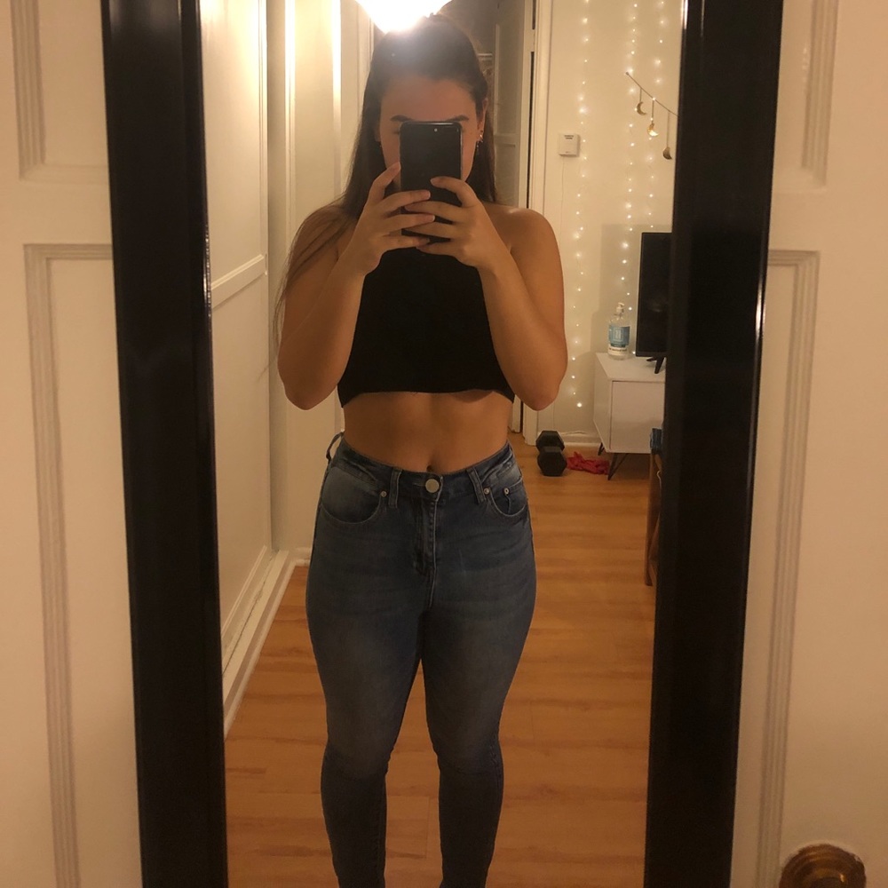 High Waisted Blue Skinny Jeans